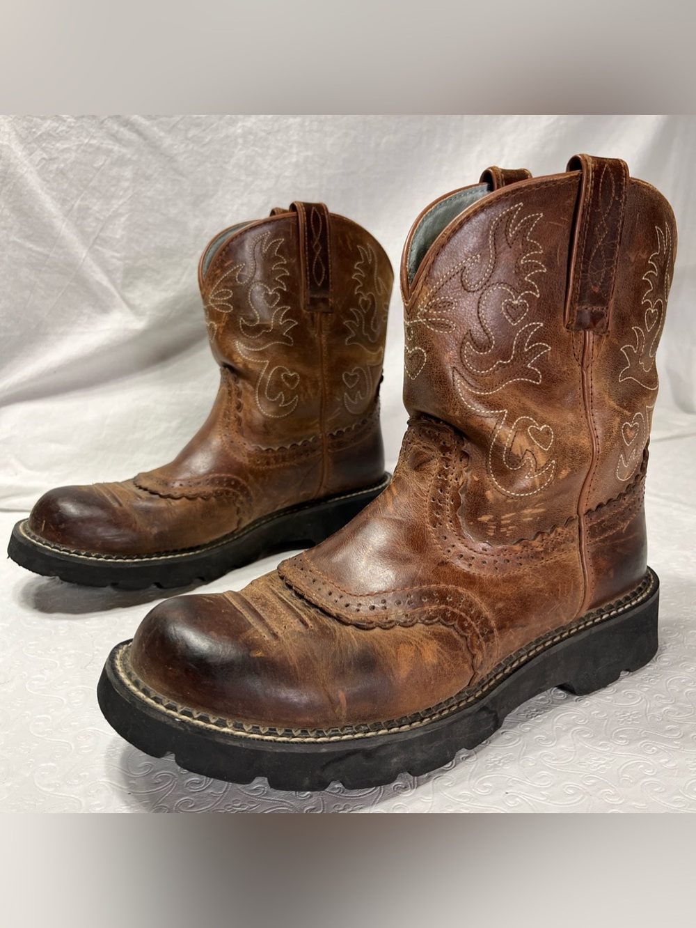 Ariat Fatbaby Boots Women Size 10 B Western Saddle Brown Leather Rodeo Work Boot